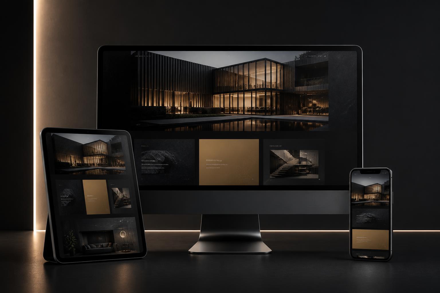 Experiência digital premium adaptada para desktop, tablet e celular